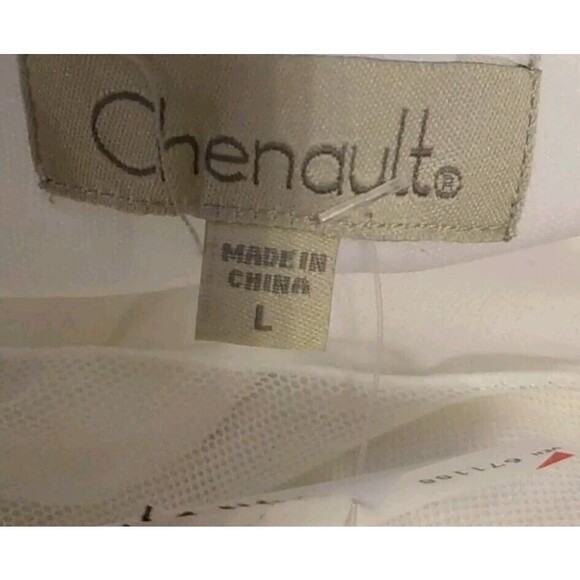 Chenault Women Ivory Mesh Lined‎ Gold Floral Embroidered Tunic Size L - Picture 3 of 8